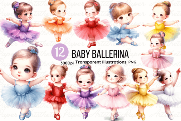 Cute Baby Ballerina Watercolor Clipart