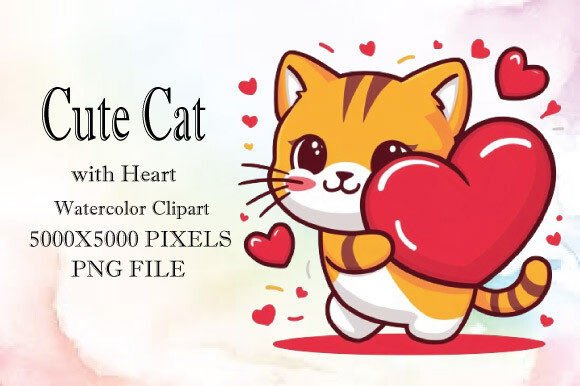 Cute Cat with Heart Watercolor Clipart: A Designer's Guide
