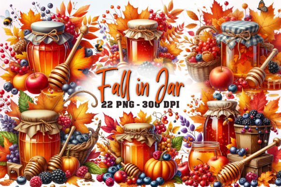 Fall in Jar Watercolor Clipart for Creative Projects