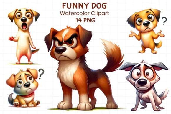Funny Dog Watercolor Clipart Sublimation