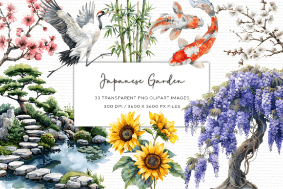 Japanese Garden Watercolor Clipart Design Guide