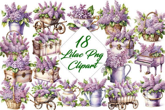 Lilac Flower Watercolor Clipart PNG