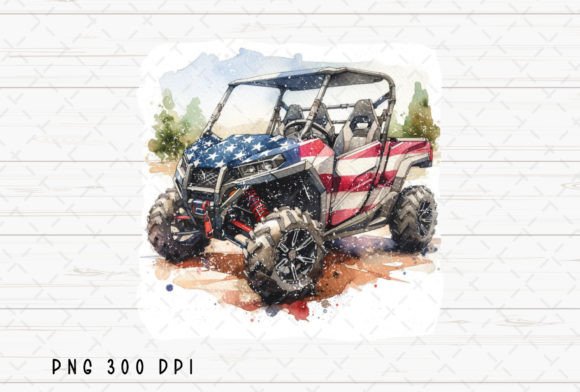 UTV Watercolor USA Flag 4th of July PNG for Patriotic Design