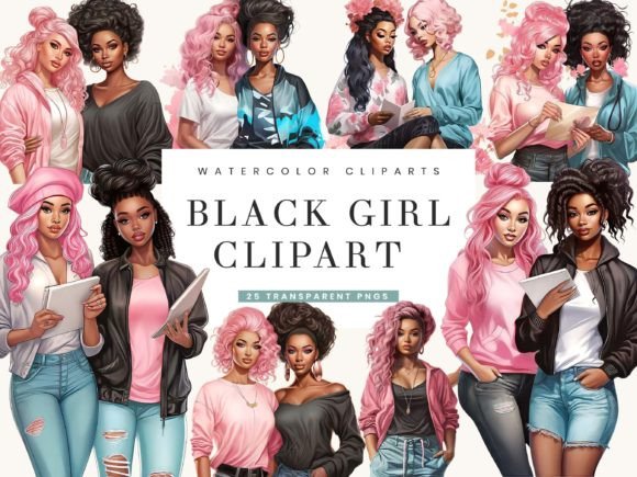 Watercolor Black Girl Clipart Bundle for Bold Branding