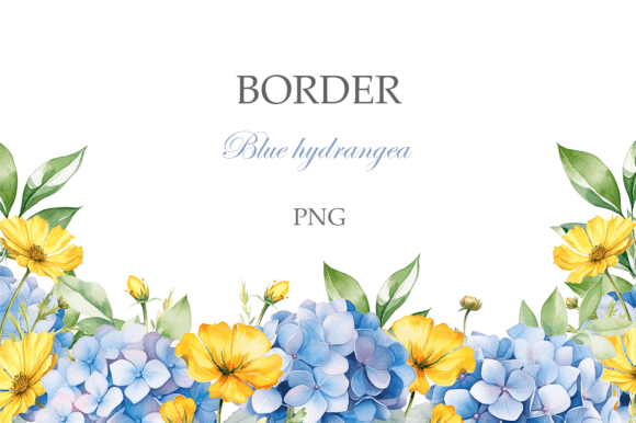 Watercolor Blue Hydrangea Border: A Display Font with Floral Grace