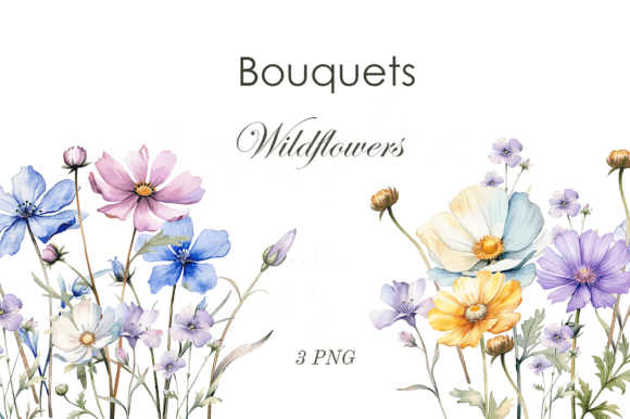 Watercolor Blue Wildflowers Bouquets: A Display Font with Organic Charm