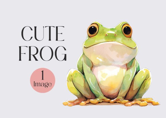 Watercolor Cute Frog Clipart