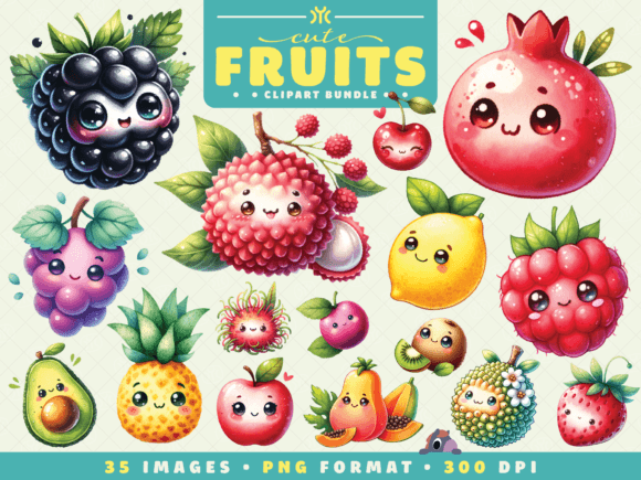 Watercolor Cute Fruits Clipart for Creative Projects