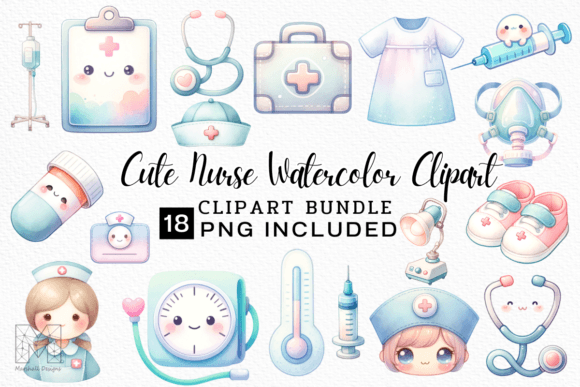 Watercolor Cute Nurse Clipart: A Playful Touch for Healthcare Projects