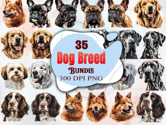 Watercolor Dog Breed Clipart: A Creative Font for Modern Design