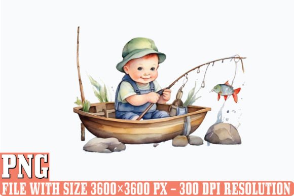 Watercolor Fishing Fox Clipart for Creative Branding