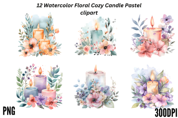 Watercolor Floral Cozy Candle Pastel: A Soft Touch for Creative Projects