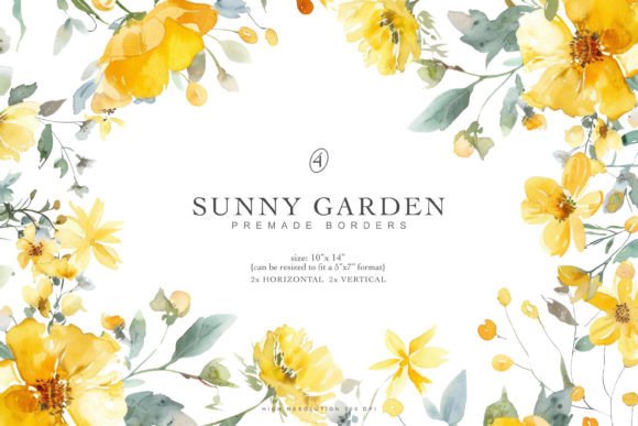 Watercolor Floral Premade Border Set