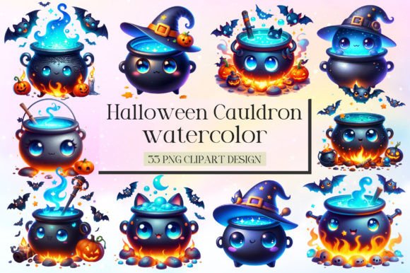 Watercolor Halloween Cauldron Clipart: Bringing Brews to Life