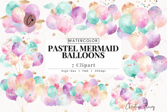Watercolor Pastel Balloons Clipart for Branding and Design