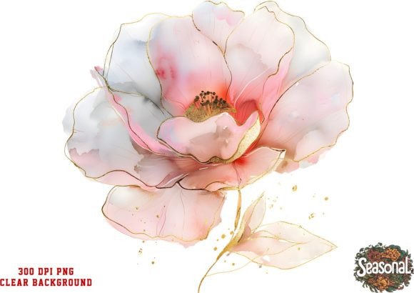 Watercolor Pink Flower Bouquet: A Display Font with Delicate Charm