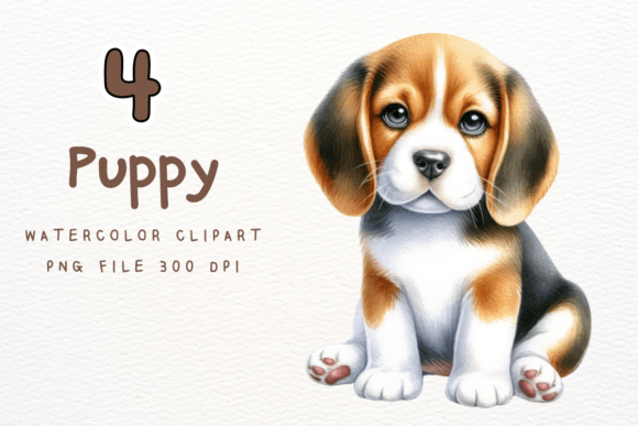 Watercolor Puppy Clipart for Sublimation Projects