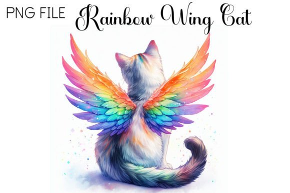 Watercolor Rainbow Bridge Cat: A Playful Leap in Display Typography