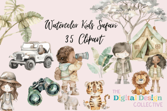 Watercolor Safari Animal Clipart Bundle