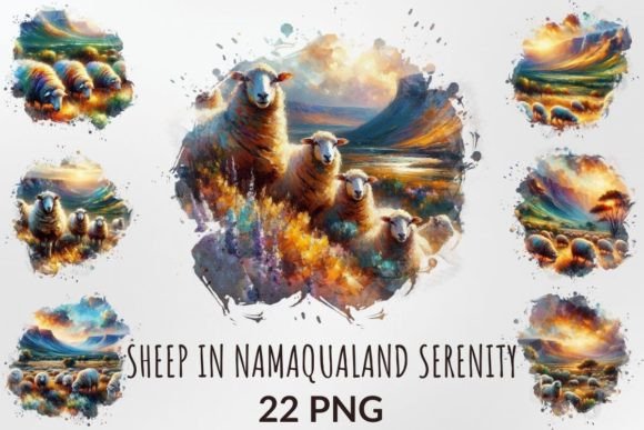 Watercolor Sheep in Namaqualand Serenity