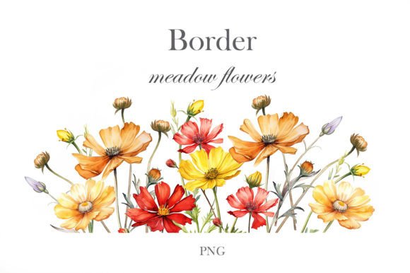Watercolor Wildflowers Border Font