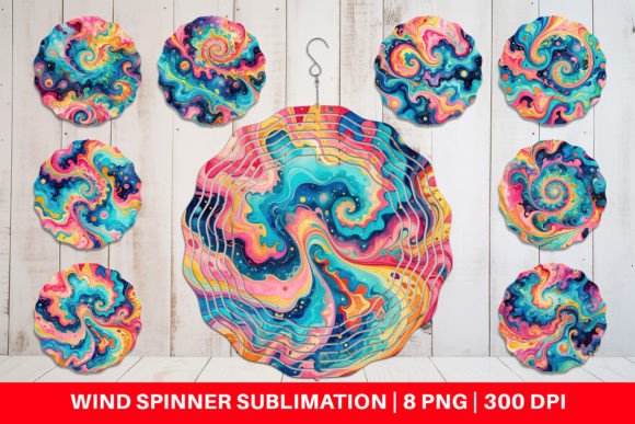 Wind Spinner Abstract Watercolor Swirl